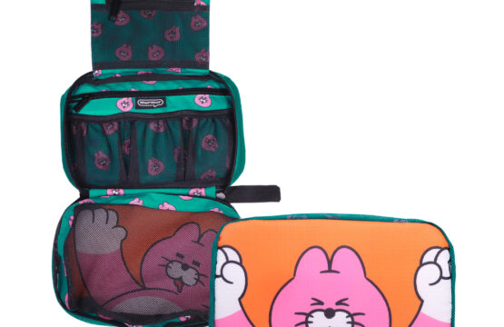 murmur 拼接三摺盥洗包｜ZIZONE（綠橘）