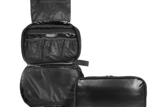 murmur 網狀拼接三摺盥洗包｜金屬黑