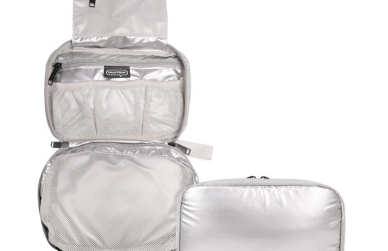 murmur 網狀拼接三摺盥洗包｜金屬銀