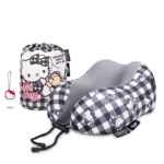 murmur 山丘頸枕｜hello kitty（黑白格）｜附收納袋、吊飾
