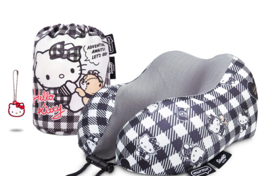 murmur 山丘頸枕｜hello kitty（黑白格）｜附收納袋、吊飾