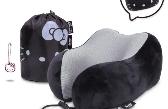 murmur 山丘頸枕(絨毛電繡)｜hello kitty（黑白格）｜附收納袋、吊飾