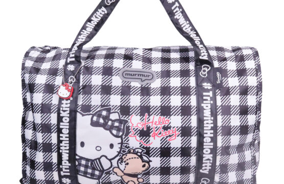 murmur 完美折疊行李袋｜hello kitty （黑白格）｜附吊飾