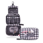 murmur 三摺盥洗包｜hello kitty（黑白格）｜附吊飾