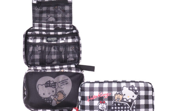 murmur 三摺盥洗包｜hello kitty（黑白格）｜附吊飾